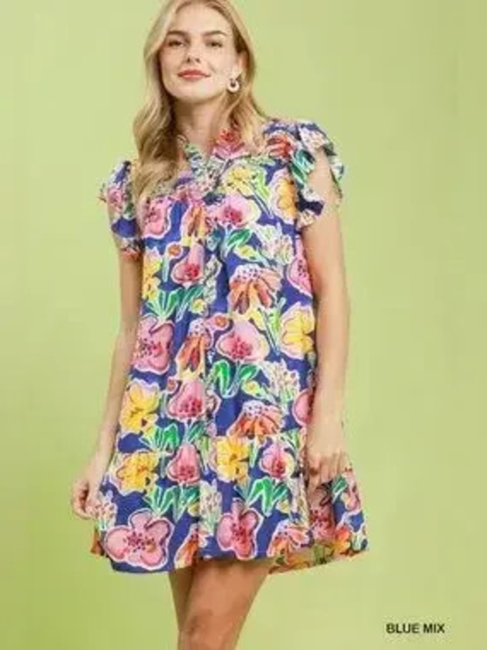 Umgee Floral Ruffle Mini Dress - Picture 1 of 5